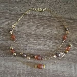 💎3/$12 Beaded gold wire triple strand necklace